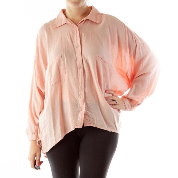 Billabong Tops - Billabong Pink Bat Sleeve Button Down Shirt